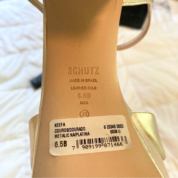 SCHUTZ Keefa Platform Sandals Platina Gold Metallic - Picture 8 of 14